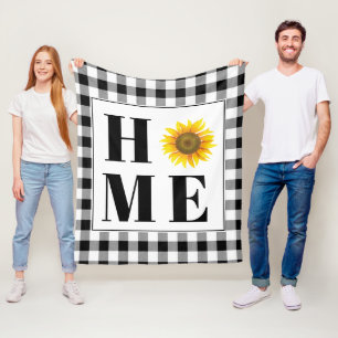 Buffalo check sunflower "Home" Fleece Blanket