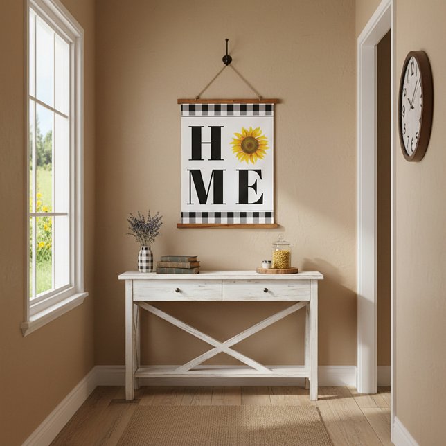 Buffalo check sunflower "Home"   Hanging Tapestry (Creator Uploaded)