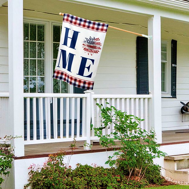 Buffalo check sunflower "Home"  House Flag (Creator Uploaded)