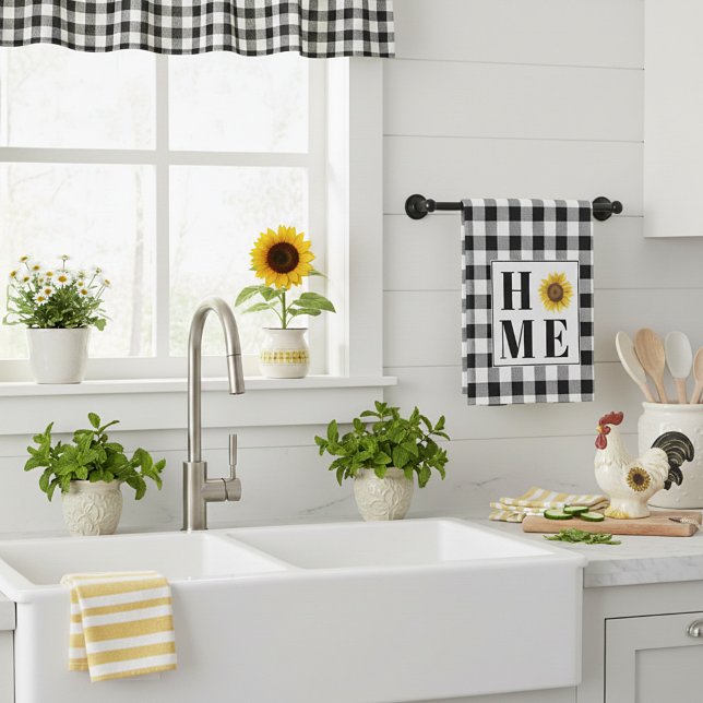 Buffalo check sunflower "Home"   Kitchen Towel (Creator Uploaded)