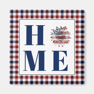 Buffalo check sunflower "Home" Magnet