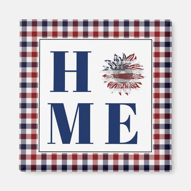 Buffalo check sunflower "Home"  Magnet (Front)