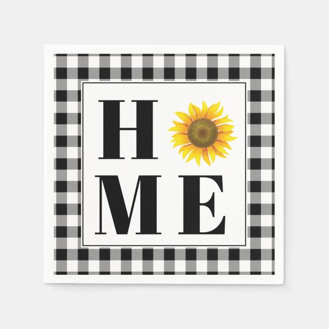 Buffalo check sunflower "Home"   Napkins (Front)