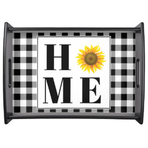 Buffalo check sunflower "Home"   Serving Tray