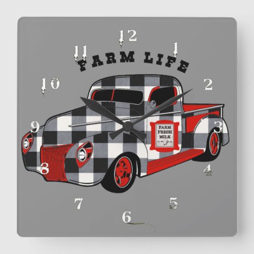 Buffalo Check Truck Square Wall Clock