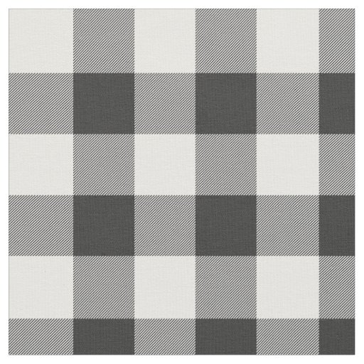 Buffalo Check White and Black Squares Plaid Fabric