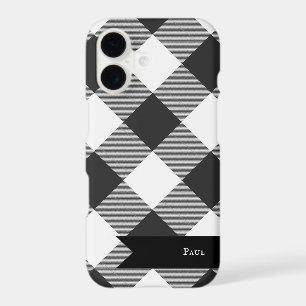 Buffalo Check White and Black Squares Plaid iPhone 17 Case