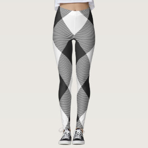 Buffalo Check White and Black Squares Plaid Leggings