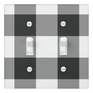 Buffalo Check White and Black Squares Plaid Light Switch Cover