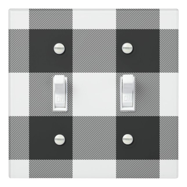 Buffalo Check White and Black Squares Plaid Light Switch Cover (In Situ)