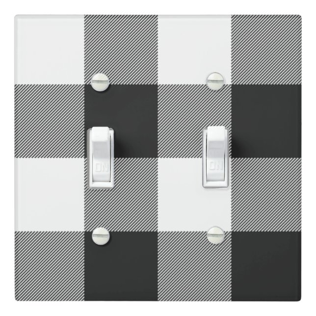 Buffalo Check White and Black Squares Plaid Light Switch Cover (In Situ)