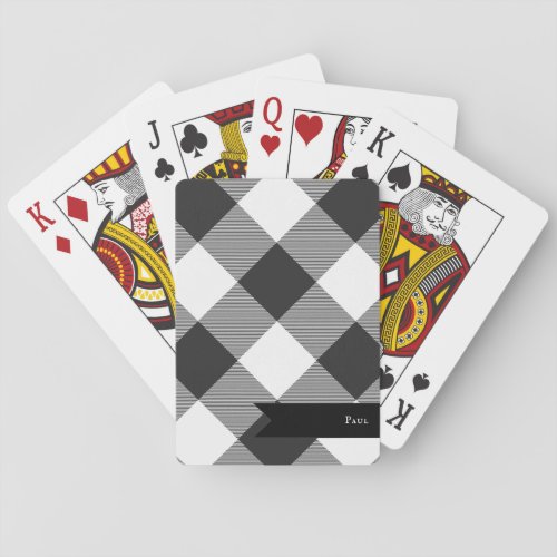 Buffalo Check White and Black Squares Plaid Poker Cards