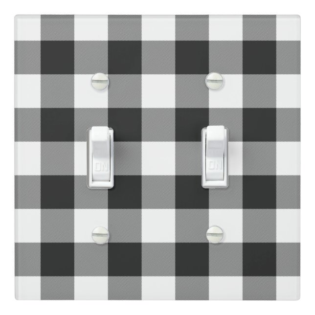 Buffalo Check White and Black Squares Smaller Light Switch Cover (In Situ)