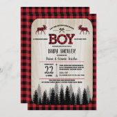Buffalo Check Woodland Lumberjack Baby Shower Invitation (Front/Back)