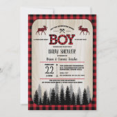Buffalo Check Woodland Lumberjack Baby Shower Invitation (Front)