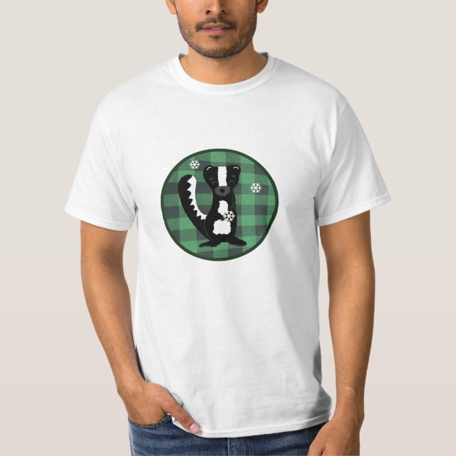 Buffalo Check Woodland Skunk Holiday T-Shirt (Front)