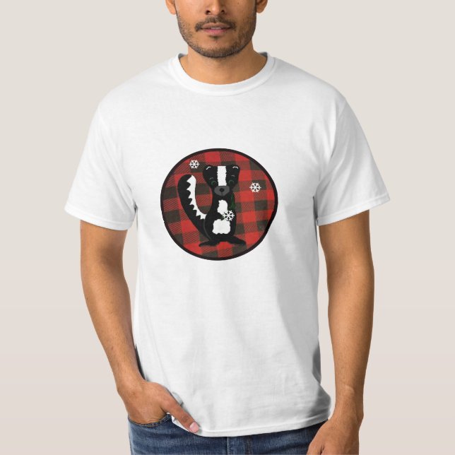 Buffalo Check Woodland Skunk Holiday T-Shirt (Front)