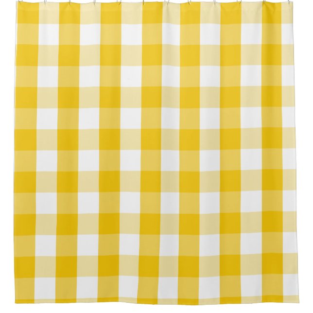 Buffalo Check Yellow Mustard Shower Curtain (Front)
