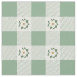 Buffalo Checks and Magnolias Floral Pattern Green Fabric