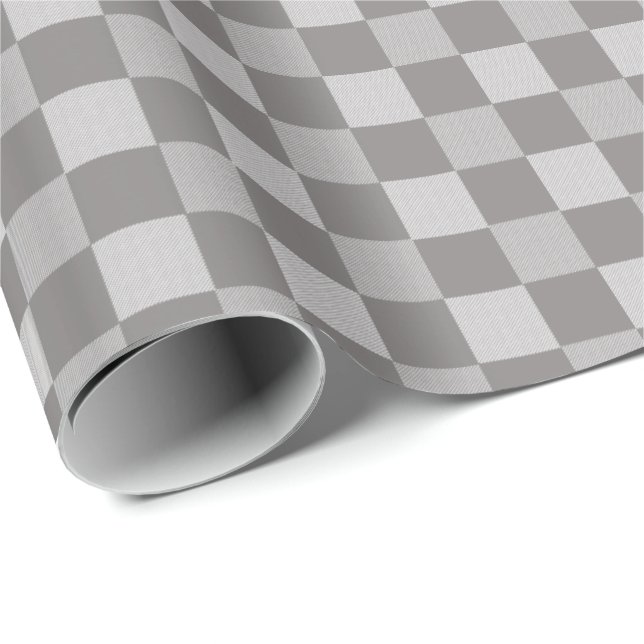 Buffalo Checks | Plaid Pattern - Med Gray | White Wrapping Paper (Roll Corner)