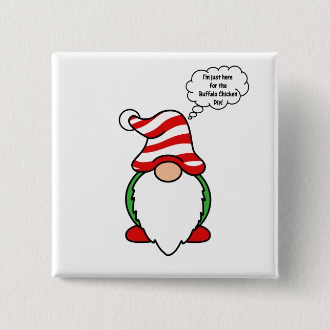 Buffalo Chicken Dip Christmas Gnome Button (Front)