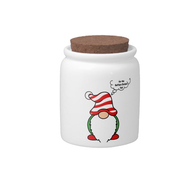 Buffalo chicken dip gnome candy jar (Front)