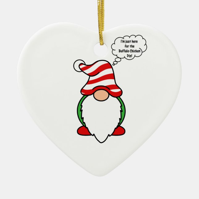 Buffalo chicken dip gnome ceramic ornament (Front)