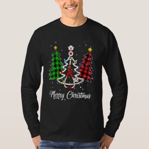 Buffalo Christmas Tree Merry Christmas Stethoscope T_Shirt