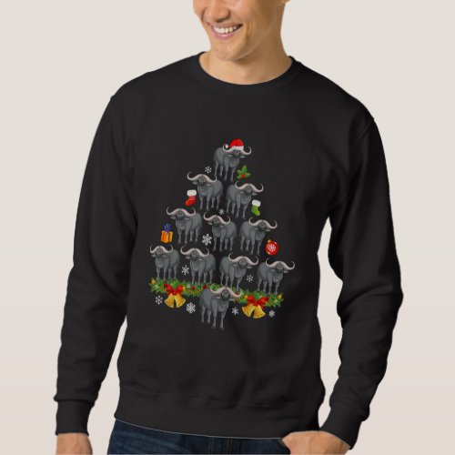 Buffalo Christmas Tree Santa Hat Lights Xmas Sweatshirt