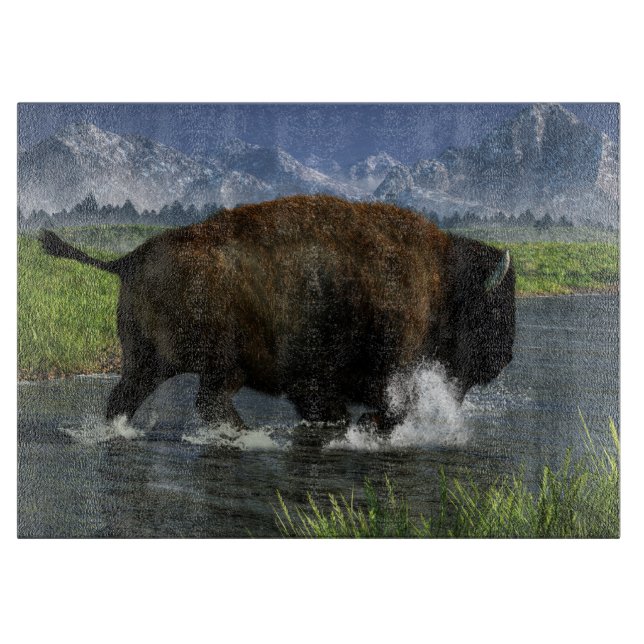 Buffalo Crossing a River Cutting Board (Front)
