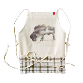 Buffalo-double exposure-american buffalo-landscape zazzle HEART apron
