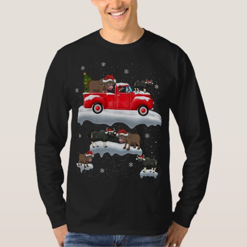 Buffalo Driving Christmas Tree Red Truck Buffalo C T_Shirt