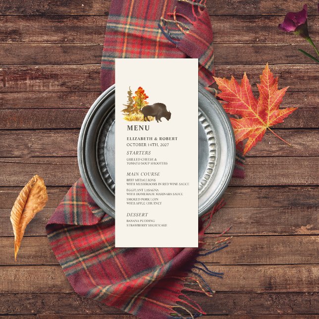 Buffalo Fall Foliage Bison Autumn Wedding Menu (Creator Uploaded)