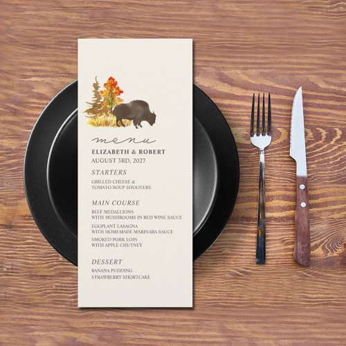 Buffalo Fall Foliage Bison Script Wedding Menu