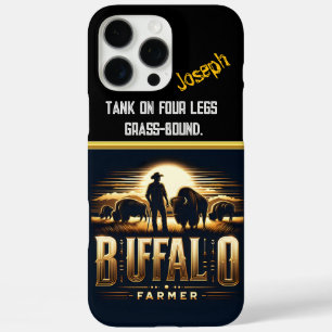 Buffalo Farmer Tending to Bison at Sunset iPhone 16 Pro Max Case