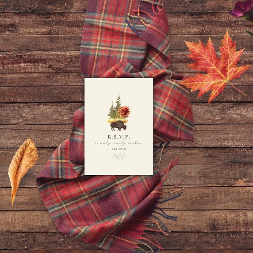 Buffalo Foliage Script Fall Wedding  RSVP Card