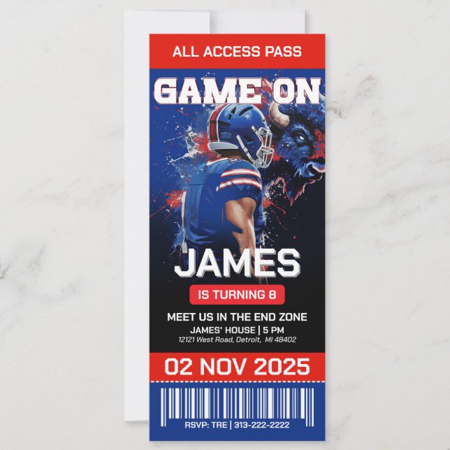 Buffalo Football Birthday Invitation (Front)