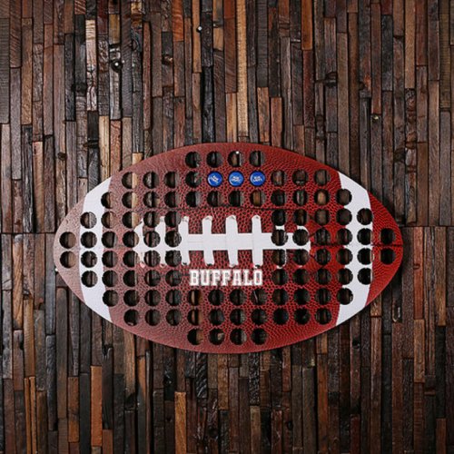 Buffalo Football Shaped Wooden Beer Cap Map