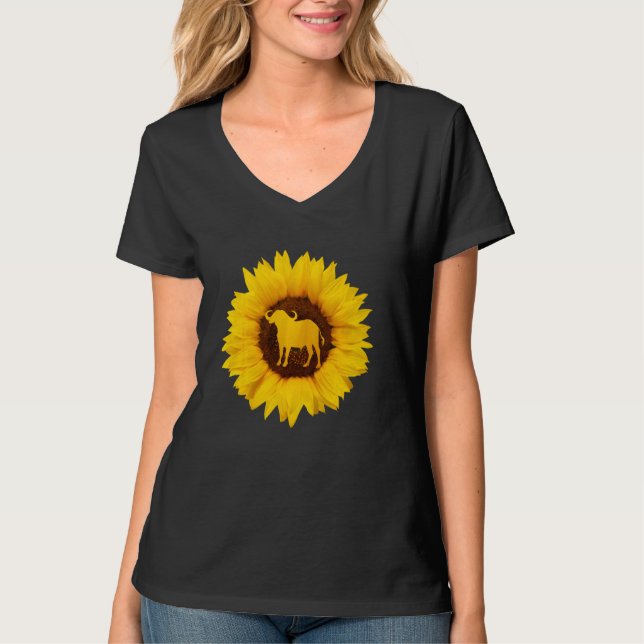 Buffalo  For Women Men Tamaraw Bison Sunflower T-Shirt (Front)