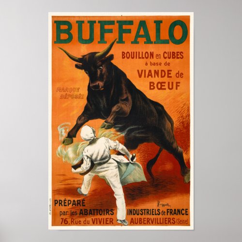 Buffalo France Vintage Poster 1900