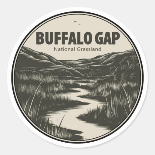 Buffalo Gap National Grassland Stream Classic Round Sticker