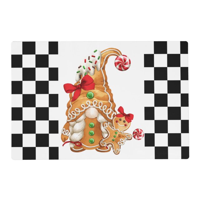 Buffalo Gingerbread Gnomes Laminated Placemat (Front)