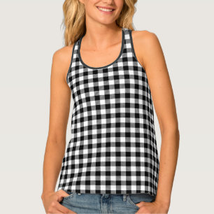 Buffalo Gingham Black And White Check Plaid Leggin Tank Top