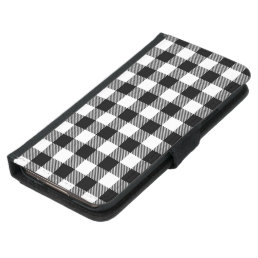 Buffalo Gingham Black And White Check Plaid  Mini  Samsung Galaxy S5 Wallet Case