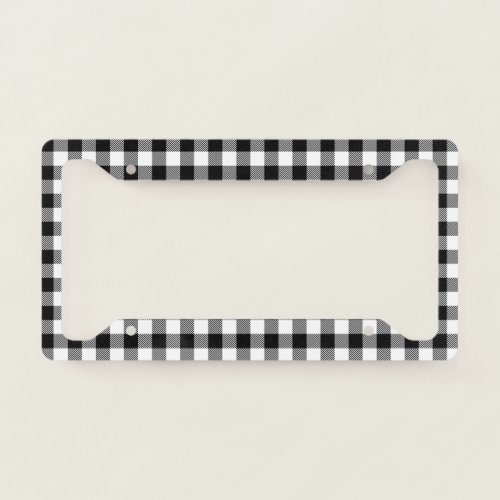 Buffalo Gingham Black And White Check Plaid Therma License Plate Frame