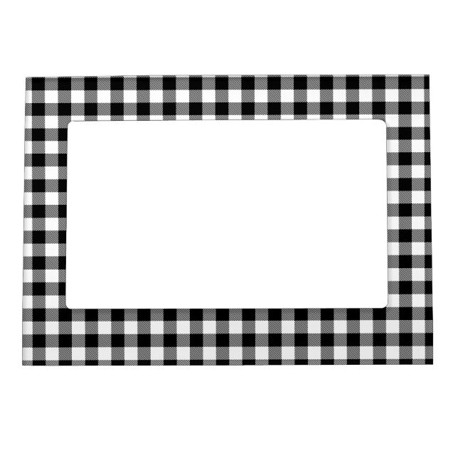 Buffalo Gingham Black And White Check Plaid Therma Magnetic Frame (Front)