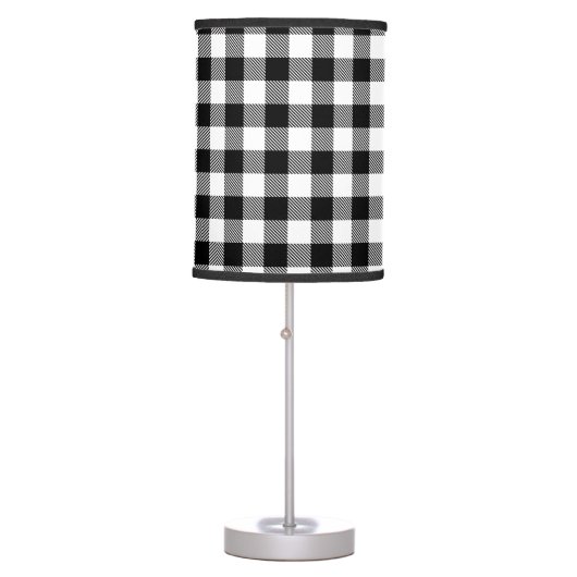 Buffalo Gingham Black And White Check Plaid Therma Table Lamp (Front)