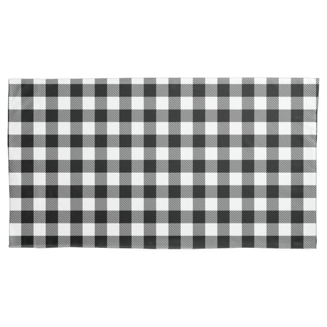 Buffalo Gingham Black And White Check Plaid Wrappi Pillow Case (Front-Left)