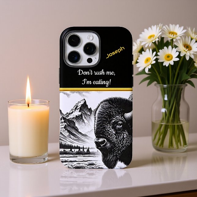 Buffalo Grazing by Rugged Mountains Case-Mate iPhone Case (Creator Uploaded)