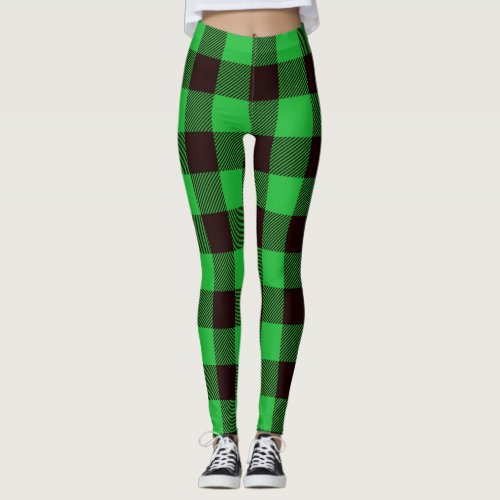 Buffalo green black plaid leggings